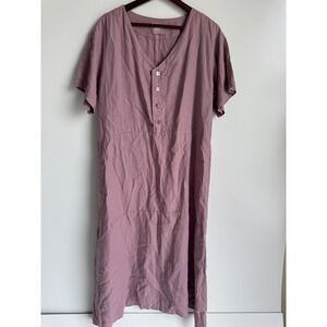 Blue Fish Clothing 100% Linen Dress Mauve Purple Button Front Lagenlook Midi‎ 16
